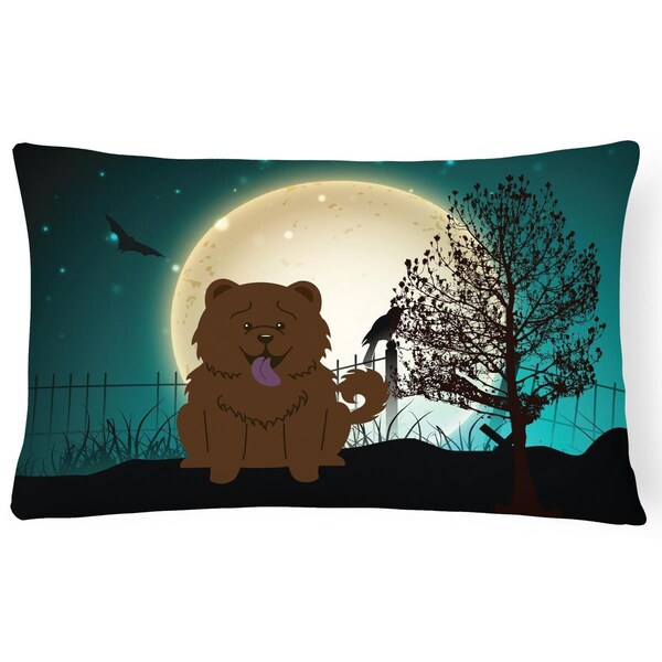 Carolines Treasures Halloween Scary Chow Chow Chocolate Canvas Fabric Decorative Pillow - BB2331PW1216