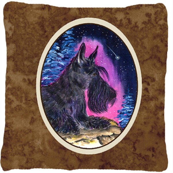 Jensendistributionservices Starry Night Scottish Terrier Indoor & Outdoor Decorative Fabric Pillow - 14 x 14 in. - MI2551706