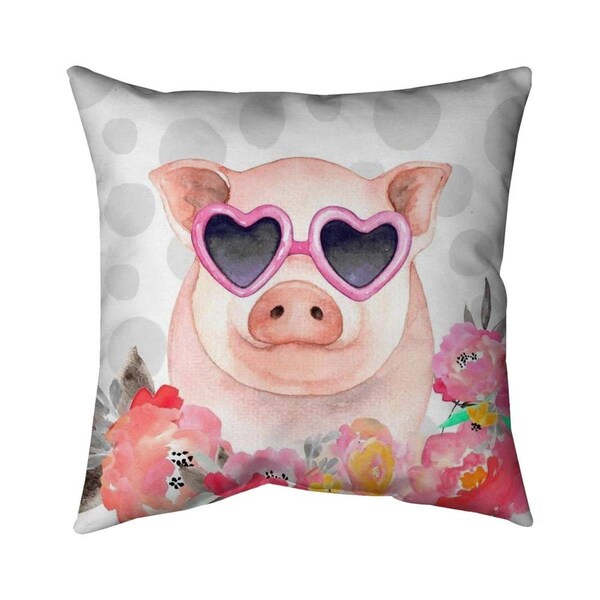Begin Home Decor 26 x 26 in. Little Pig In Love-Double Sided Print Indoor Pillow - 5541-2626-CH2-3