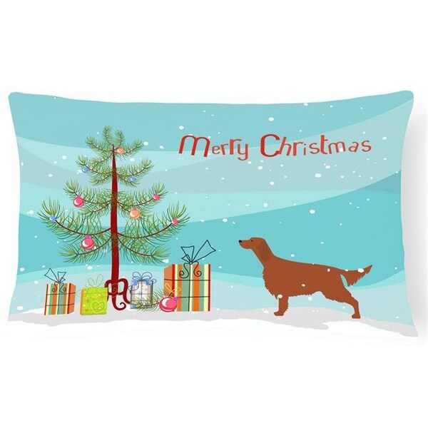 Carolines Treasures Carolines Treasures BB2911PW1216 Irish Setter Merry Christmas Tree Canvas Fabric Decorative Pillow - BB2911PW1216