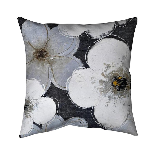 Fondo 20 x 20 in. Grey Flowers-Double Sided Print Indoor Pillow - FO2772072