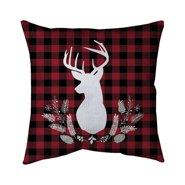 Begin Home Decor 20 x 20 in. Deer Plaid-Double Sided Print Indoor Pillow - 5541-2020-HO2