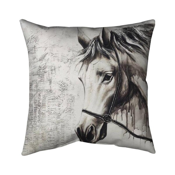 Begin Home Decor 26 x 26 in. Alpha The White Horse-Double Sided Print Indoor Pillow - 5541-2626-AN69