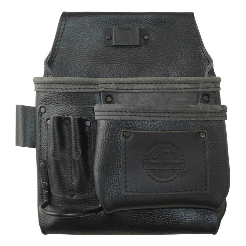 Graintex 5-Pocket Right-Handed Black Rugged Top Grain Leather Tool Pouch - ST2821
