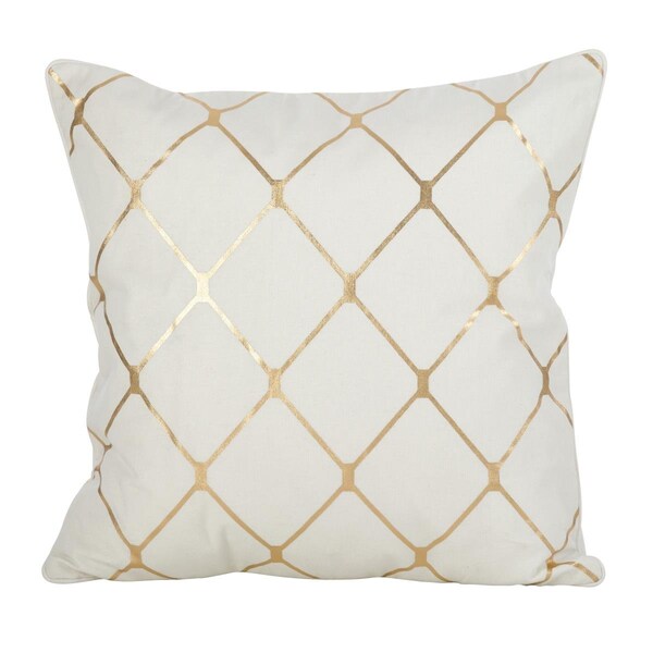 Rlm Distribution SARO  18 in. Square Metallic Diamond Design Pillow  Gold - HO2491319