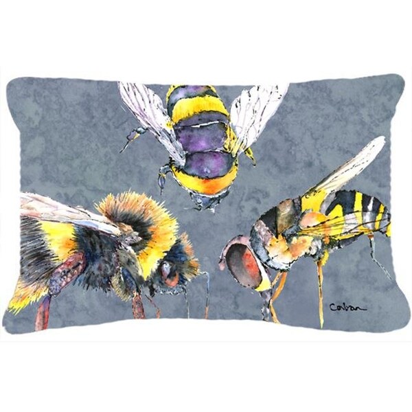 Carolines Treasures Carolines Treasures 8879PW1216 12 x 16 In. Bee Bees Times Three Indoor & Outdoor Fabric Decorative Pillow - 8879PW1216