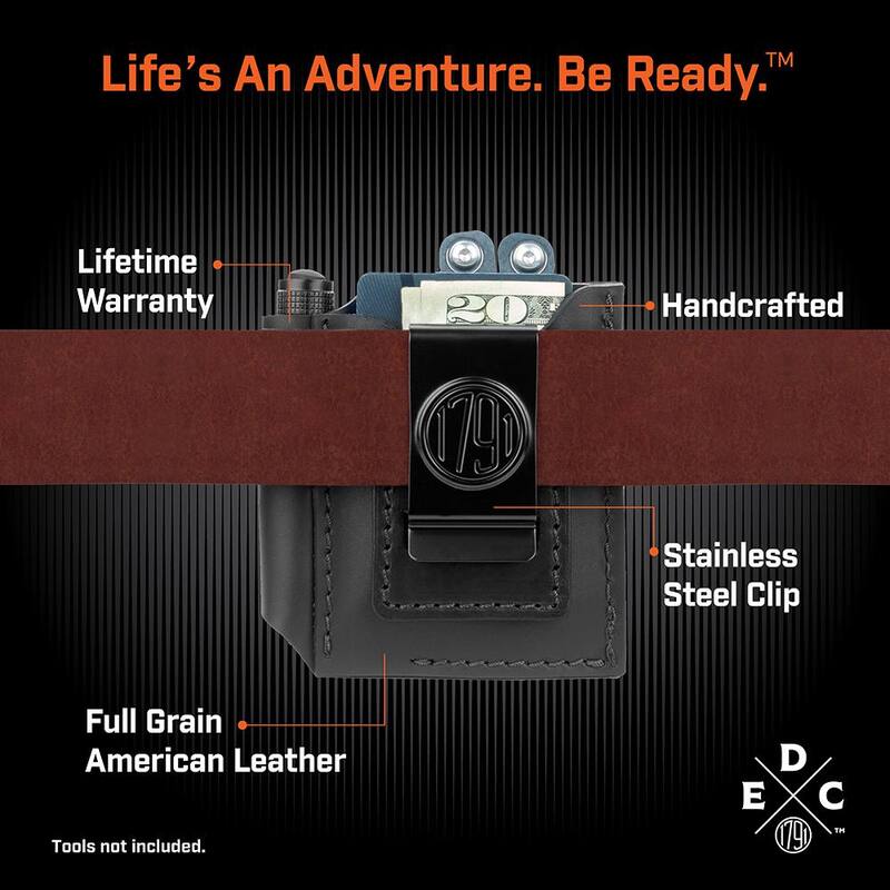 1791 EVERYDAY CARRY 3.7 in. Standard Small and Medium Black Full-Grain Leather Tool Organizer - WEBACDuoBLKA