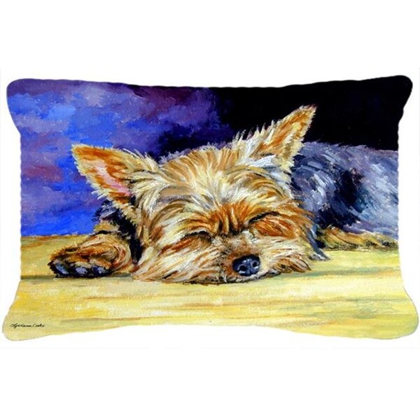Carolines Treasures Carolines Treasures 7357PW1216 Yorkie Taking A Nap Fabric Decorative Pillow - 7357PW1216
