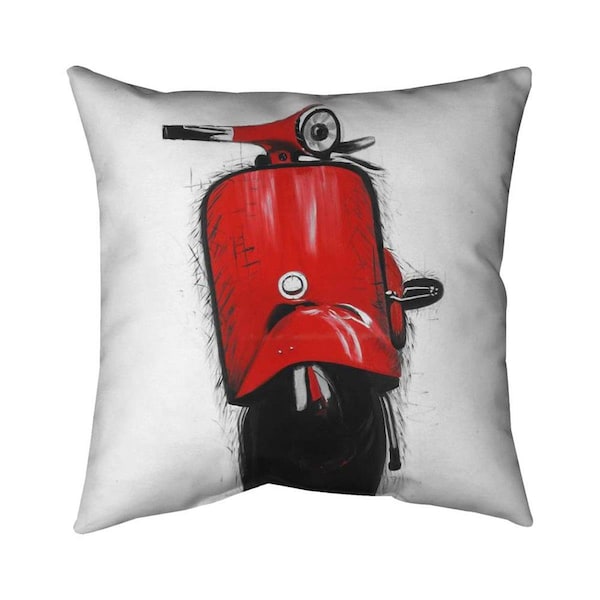 Begin Home Decor 20 x 20 in. Red Italian Scooter-Double Sided Print Indoor Pillow - 5541-2020-TR39