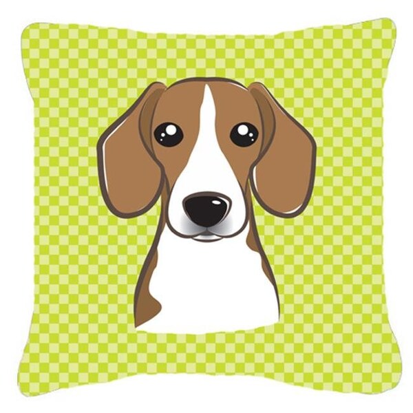 Carolines Treasures Carolines Treasures BB1301PW1414 Checkerboard Lime Green Beagle Fabric Decorative Pillow; 14 x 14 In. - BB1301PW1414