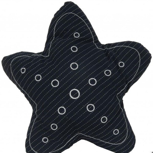 Homeroots White & Blue Star Pillow 12 x 12 x 4.5 in. - 364154