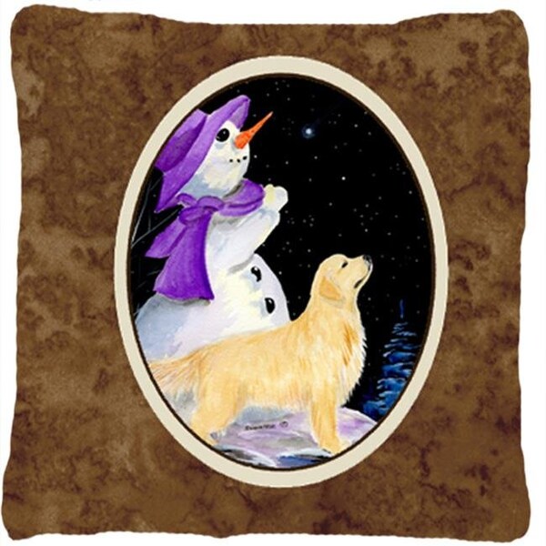 Carolines Treasures Carolines Treasures SS8950PW1414 14 x 14 in. Snowman with Golden Retriever Decorative Fabric Pillow - SS8950PW1414