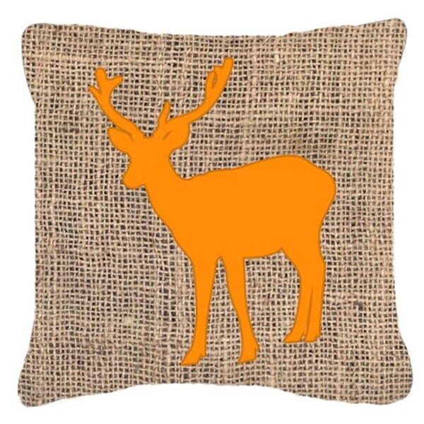 Carolines Treasures Carolines Treasures BB1012-BL-OR-PW1414 14 x 14 in. Deer Burlap and Orange Decorative Fabric Pillow - BB1012-BL-OR-PW1414