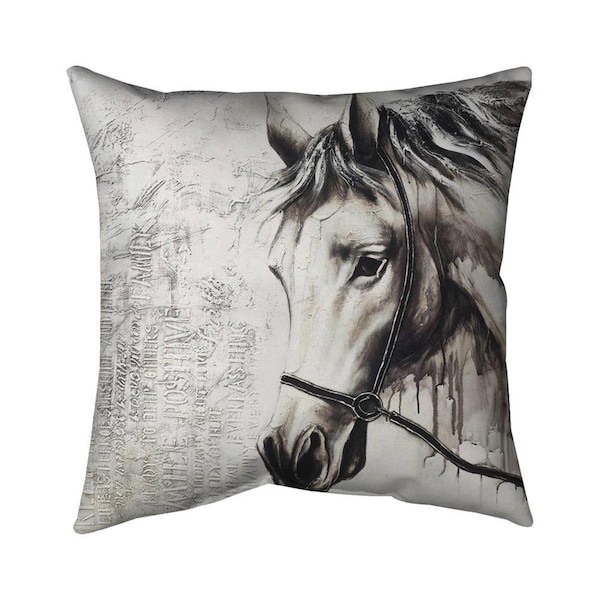 Fondo 26 x 26 in. Alpha The White Horse-Double Sided Print Indoor Pillow - FO3328451