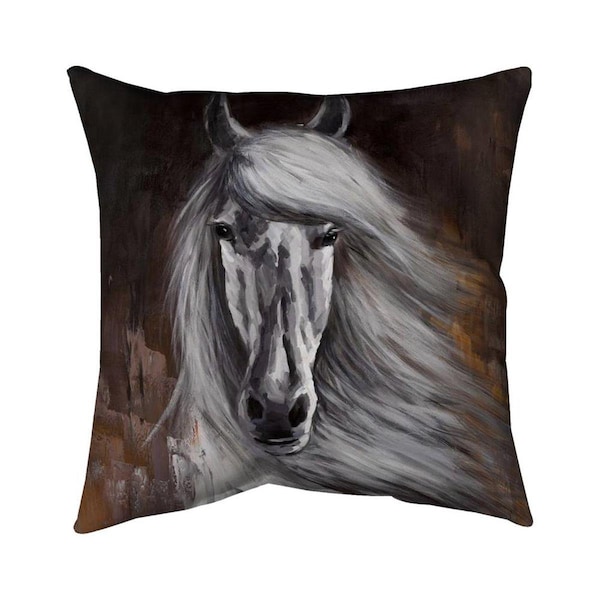 Fondo 20 x 20 in. Proud White Horse-Double Sided Print Indoor Pillow - FO2798597