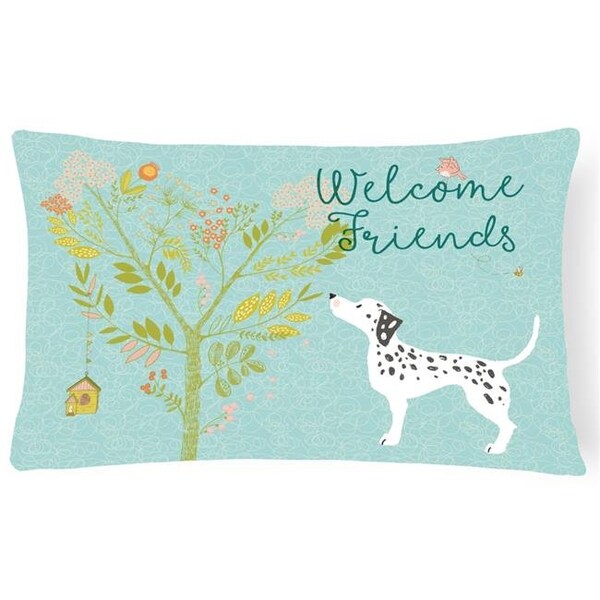 Carolines Treasures Carolines Treasures BB7585PW1216 Welcome Friends Dalmatian Canvas Fabric Decorative Pillow; 12 x 16 in. - BB7585PW1216