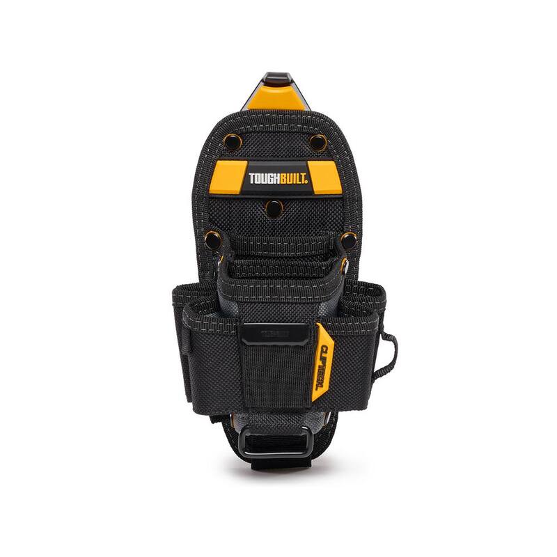 TOUGHBUILT ClipTech Medium Technician Pouch in Black with 7 pockets and loops and rugged rivet reinforced construction - TB-CT-36-M7