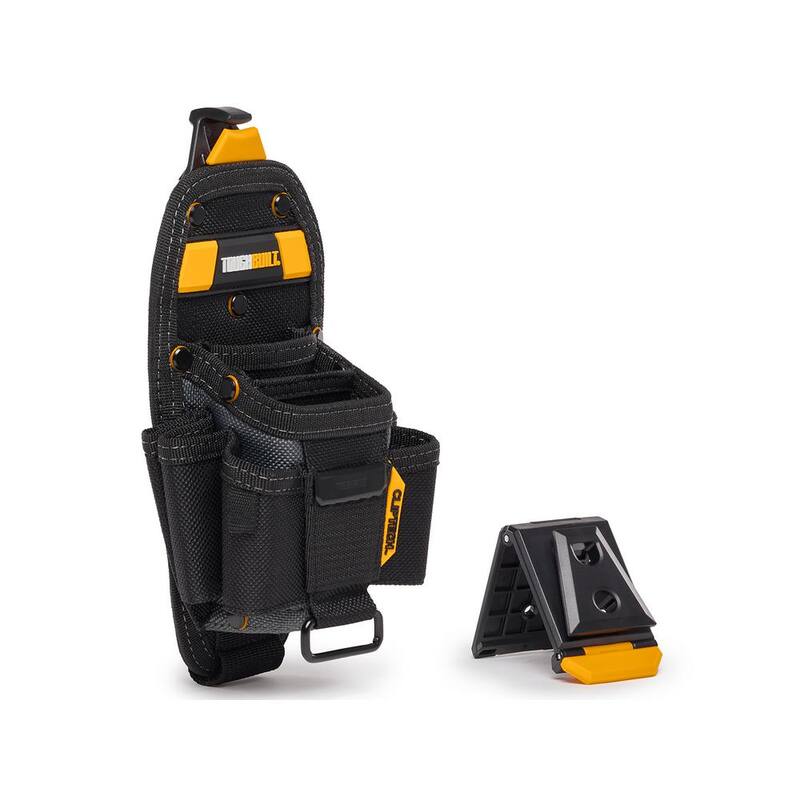 TOUGHBUILT ClipTech Medium Technician Pouch in Black with 7 pockets and loops and rugged rivet reinforced construction - TB-CT-36-M7
