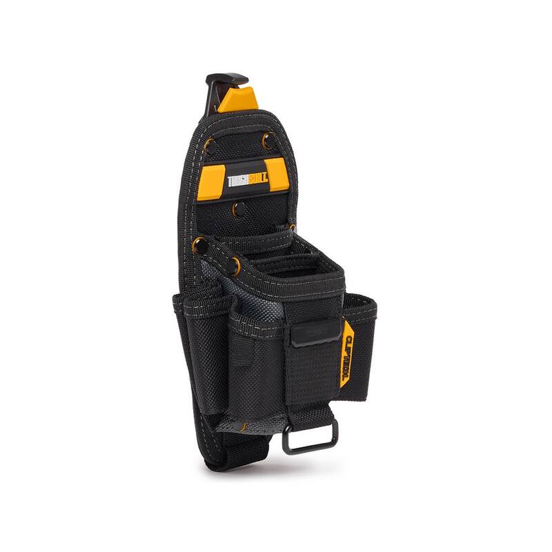 TOUGHBUILT ClipTech Medium Technician Pouch in Black with 7 pockets and loops and rugged rivet reinforced construction - TB-CT-36-M7