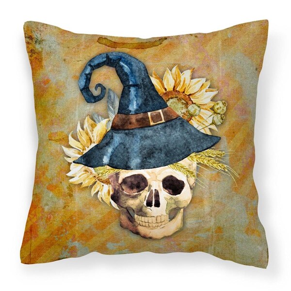 Jensendistributionservices Day of the Dead Witch Skull Fabric Decorative Pillow - 18 x 3 x 18 in. - MI2550413