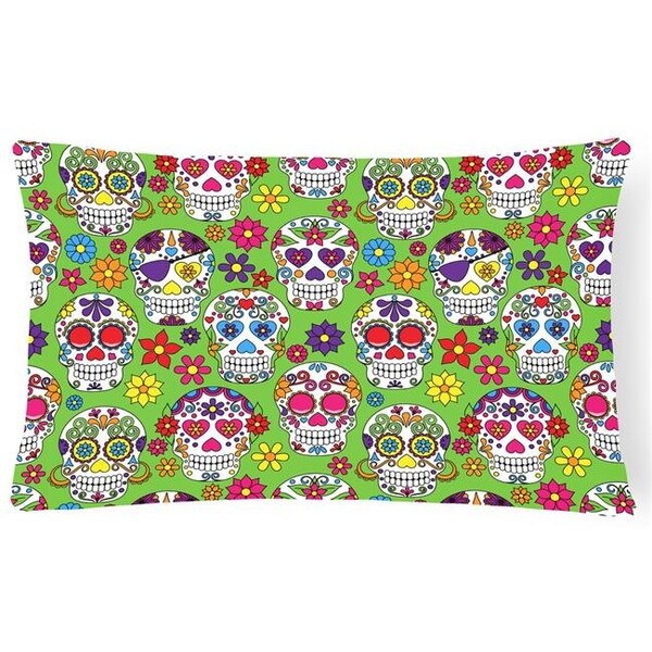 Carolines Treasures Carolines Treasures BB5117PW1216 Day of the Dead Green Canvas Fabric Decorative Pillow - BB5117PW1216