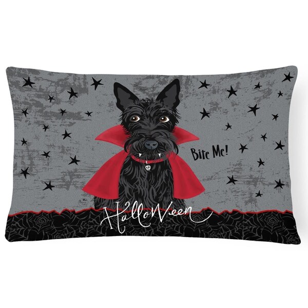 Jensendistributionservices Halloween Vampire Scottie Canvas Fabric Decorative Pillow - MI1713146