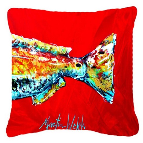 Carolines Treasures Red Fish Alphonzo Tail Canvas Fabric Decorative Pillow - CA76123