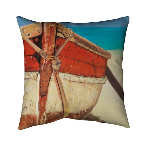 Begin Home Decor 26 x 26 in. Tied Up Rowing Boat-Double Sided Print Indoor Pillow - 5541-2626-CO81