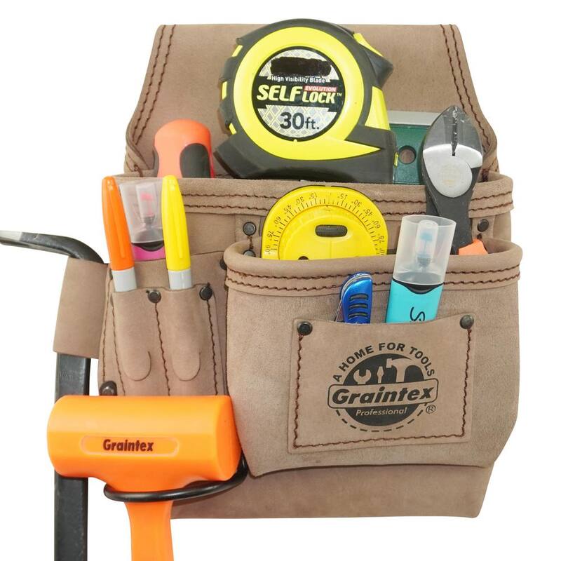 Graintex 5-Pocket Right Handed Beige Top Grain Leather Tool Pouch - ST2254