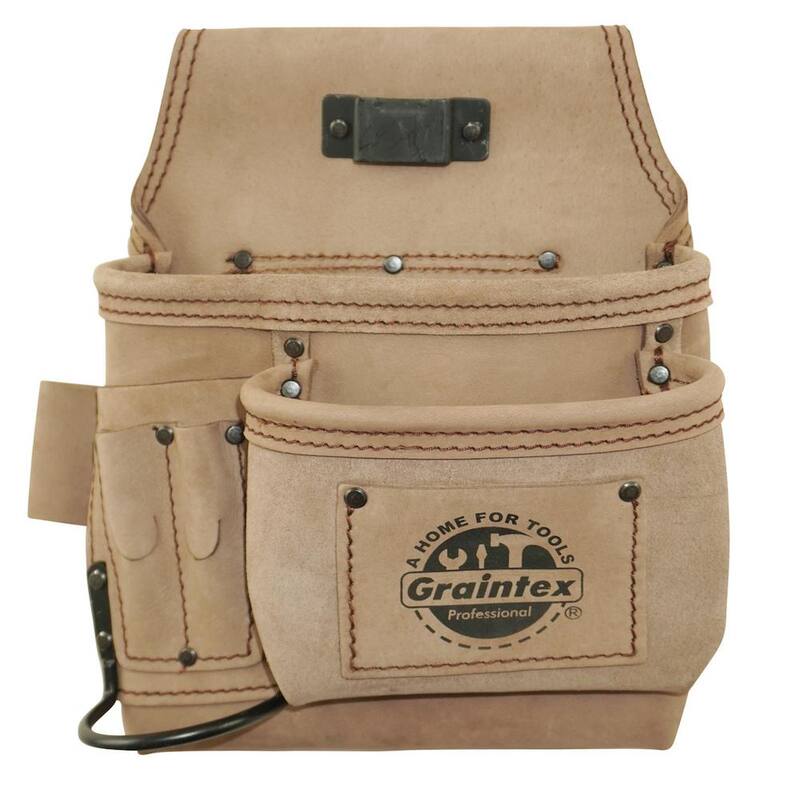 Graintex 5-Pocket Right Handed Beige Top Grain Leather Tool Pouch - ST2254