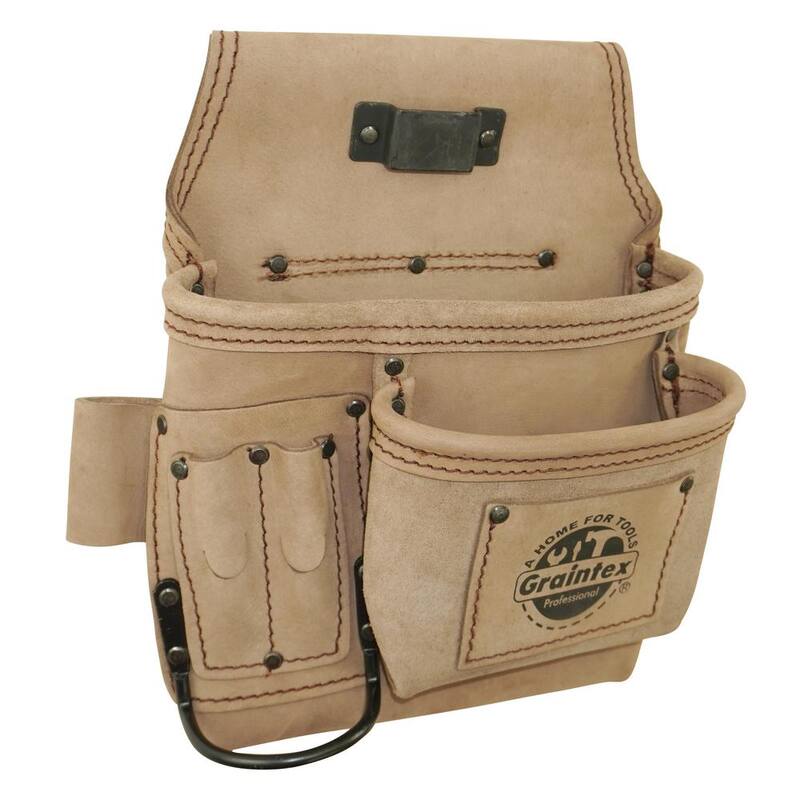 Graintex 5-Pocket Right Handed Beige Top Grain Leather Tool Pouch - ST2254