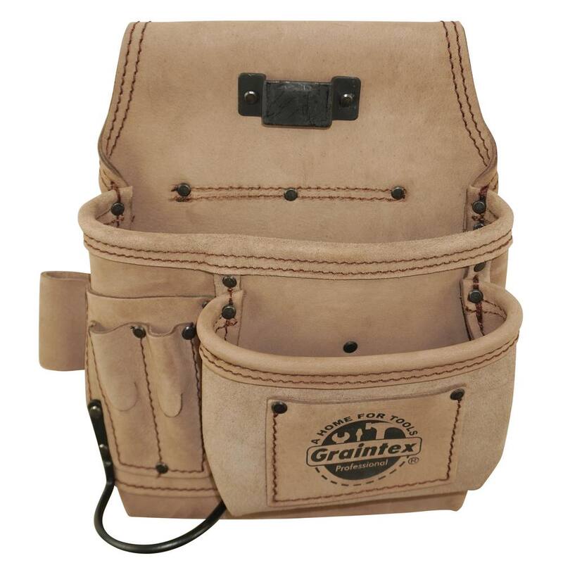Graintex 5-Pocket Right Handed Beige Top Grain Leather Tool Pouch - ST2254