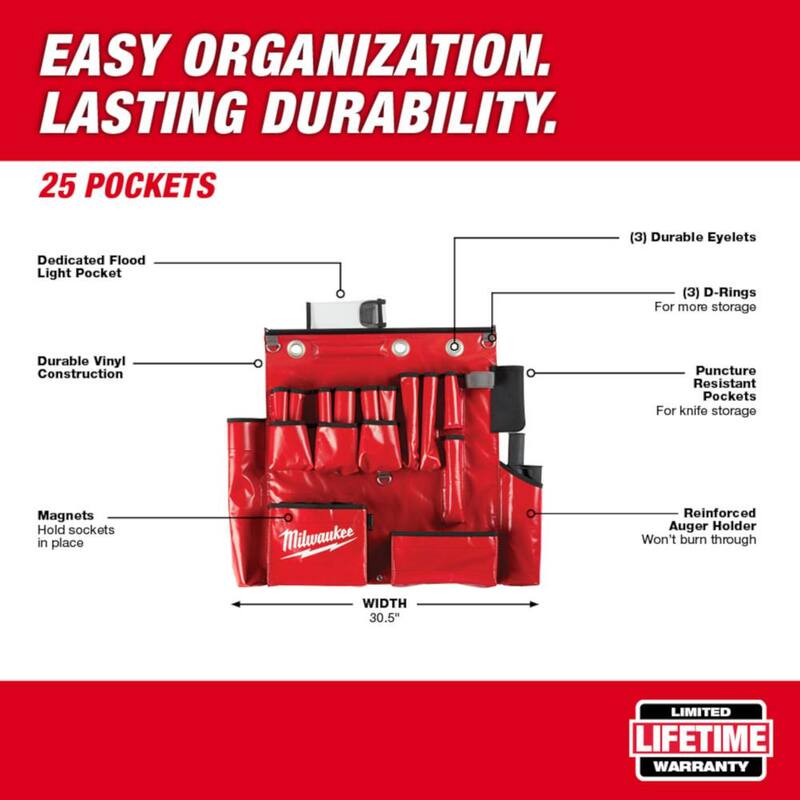 Milwaukee Lineman's Aerial Tool Apron with Lineman's 5-In-1 Ratcheting Wrench with Milled Strike Face (2-Piece) - 48-22-8290-48-22-9216M