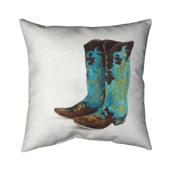 Fondo 26 x 26 in. Blue Cowboy Boots-Double Sided Print Indoor Pillow - FO2797952