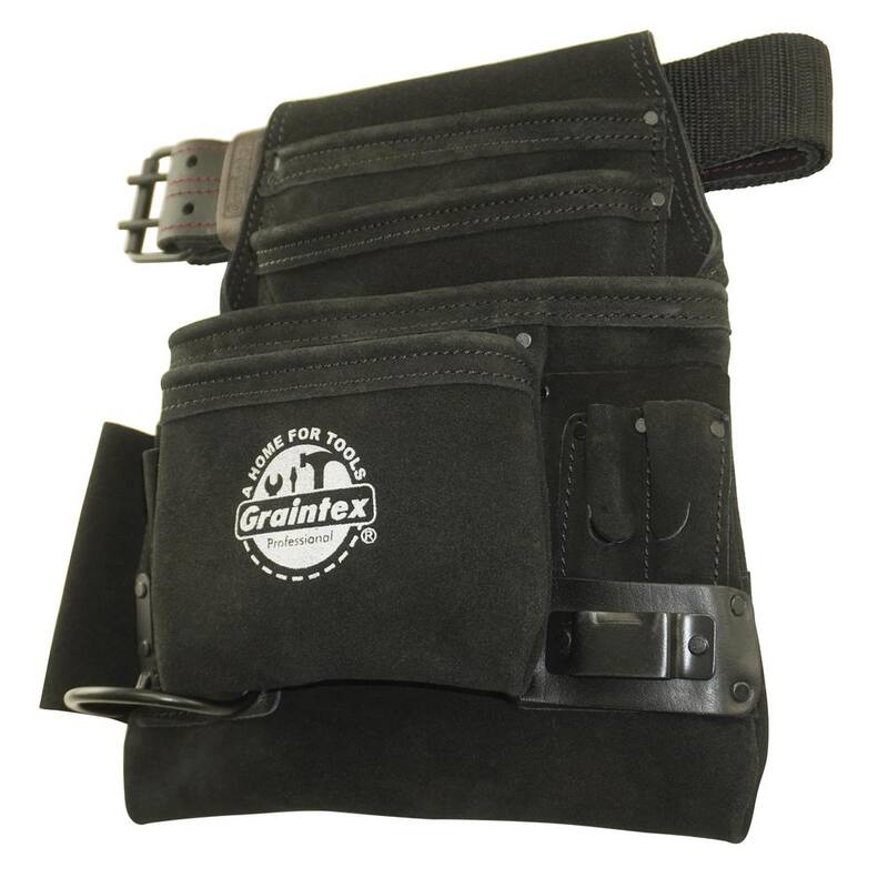 Graintex 10-Pocket Black Leather Suede Tool Pouch - SS2680