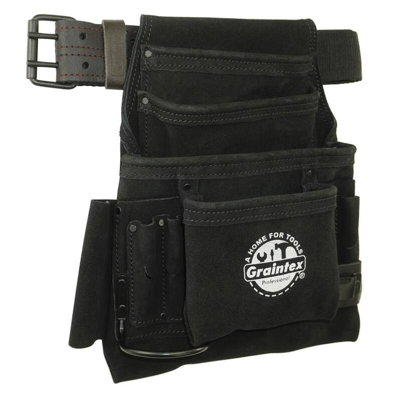 Graintex 10-Pocket Black Leather Suede Tool Pouch - SS2680