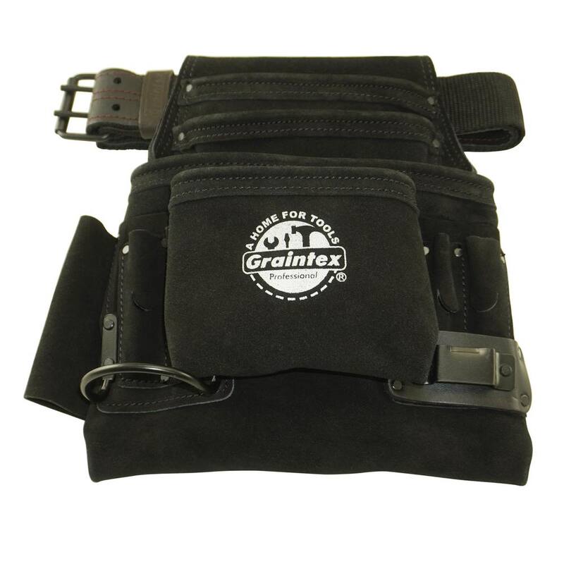 Graintex 10-Pocket Black Leather Suede Tool Pouch - SS2680