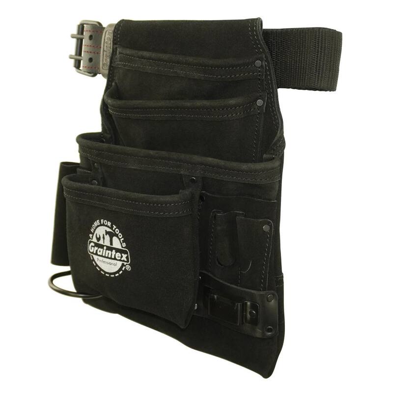 Graintex 10-Pocket Black Leather Suede Tool Pouch - SS2680