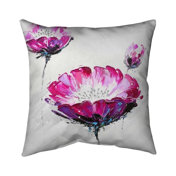 Begin Home Decor 20 x 20 in. Pink Wild Flowers-Double Sided Print Indoor Pillow - 5541-2020-FL60