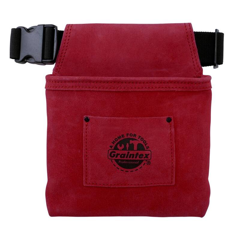 Graintex 1-Pocket Nail and Tool Pouch with Burgundy Suede Leather Belt - SS2274