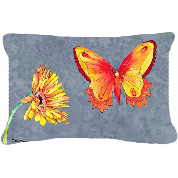 Jensendistributionservices Gerber Daisy And Buttefly Indoor & Outdoor Fabric Decorative Pillow - MI2554029