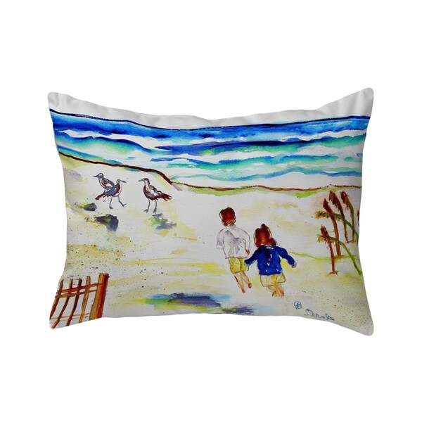 Betsy Drake 16 x 20 in. Running at the Beach No Cord Pillow - NC811
