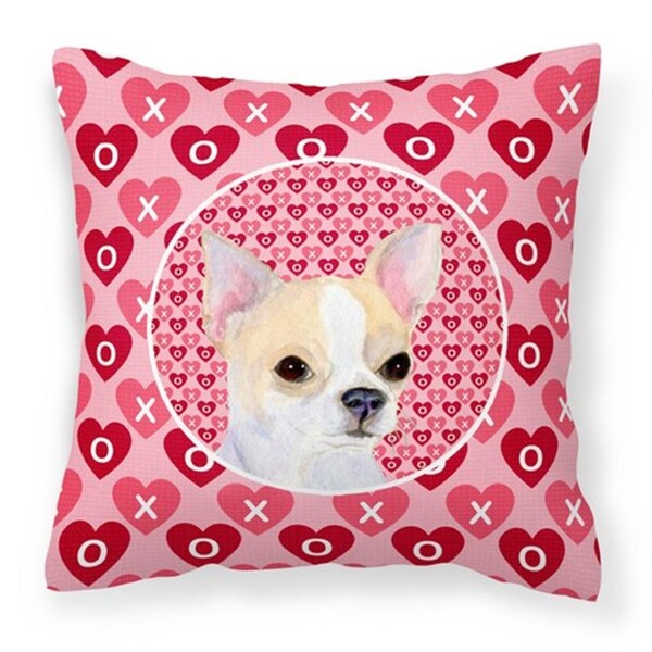 Jensendistributionservices Chihuahua Hearts Love & Valentines Day Portrait Fabric Decorative Pillow, 14 x 3 x 14 in. - MI2549782