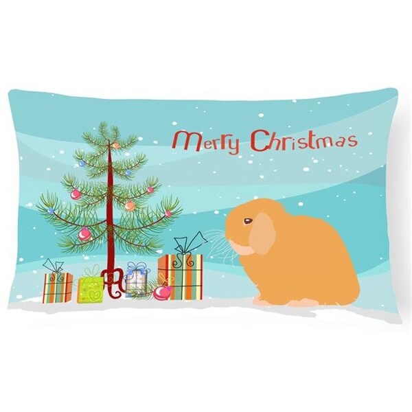 Carolines Treasures Carolines Treasures BB9335PW1216 Holland Lop Rabbit Christmas Canvas Fabric Decorative Pillow - BB9335PW1216
