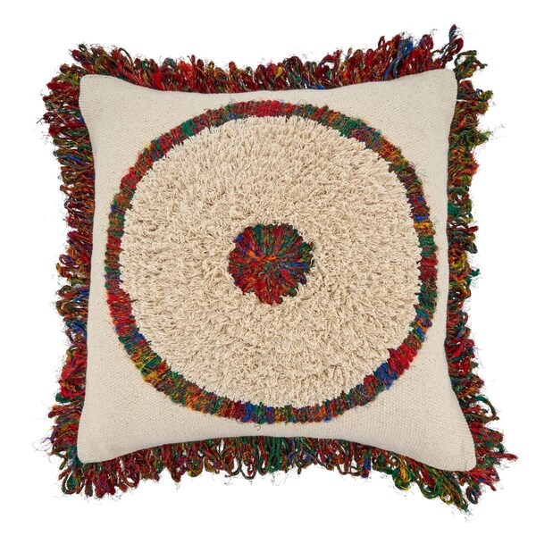Rlm Distribution SARO  20 in. Square Throw Pillow Cover with Boho Circle Design - HO2658144