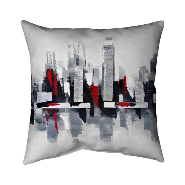 Begin Home Decor 26 x 26 in. Grey & Red Cityscape-Double Sided Print Indoor Pillow - 5541-2626-CI55