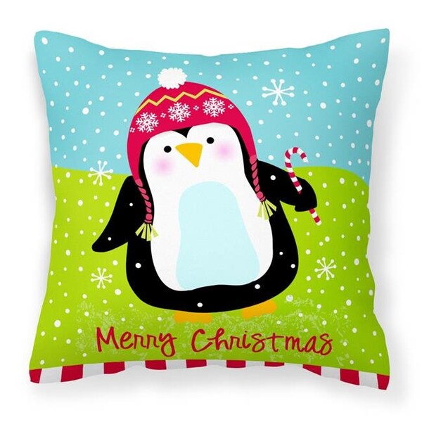Carolines Treasures Carolines Treasures VHA3015PW1414 Merry Christmas Happy Penguin Fabric Decorative Pillow - VHA3015PW1414