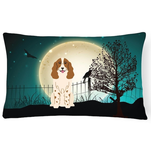 Carolines Treasures Halloween Scary Russian Spaniel Canvas Fabric Decorative Pillow - BB2221PW1216