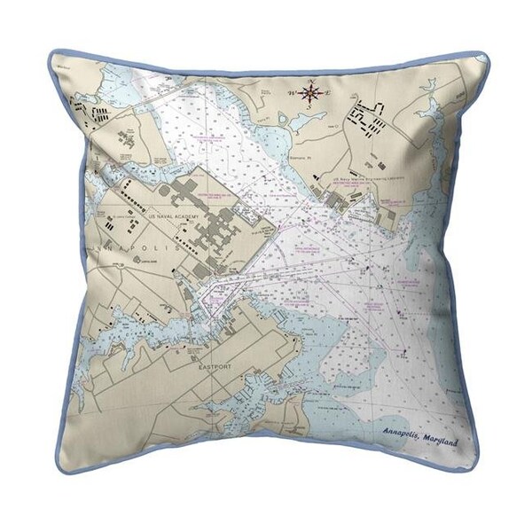 Betsy Drake Betsy Drake SN12283AN 12 x 12 in. Annapolis - USNA; MD Nautical Map Small Corded Indoor & Outdoor Pillow - SN12283AN