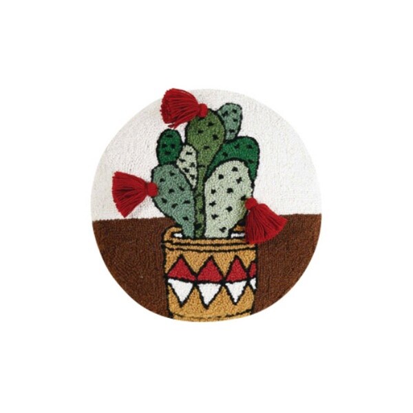 Puesta En Escena 16 in. Cactus Call with Tassels Polyester Filler Round Hook Pillow - PU3120577